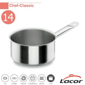 Caçarola lacor 50214 chef-classic c/cabo 14x7,5cm inox