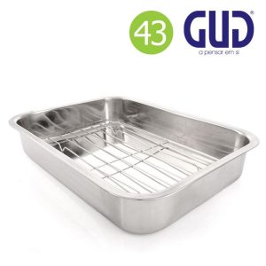 Assadeira gud c/grelha 43x31x7,5cm inox