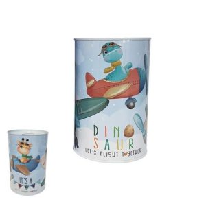 Mealheiro 24859 dino/giraf 10x15cm lata sort.