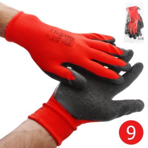 LUVA 880401 LATEX NYLON T.9 PRETO/VERMELHO